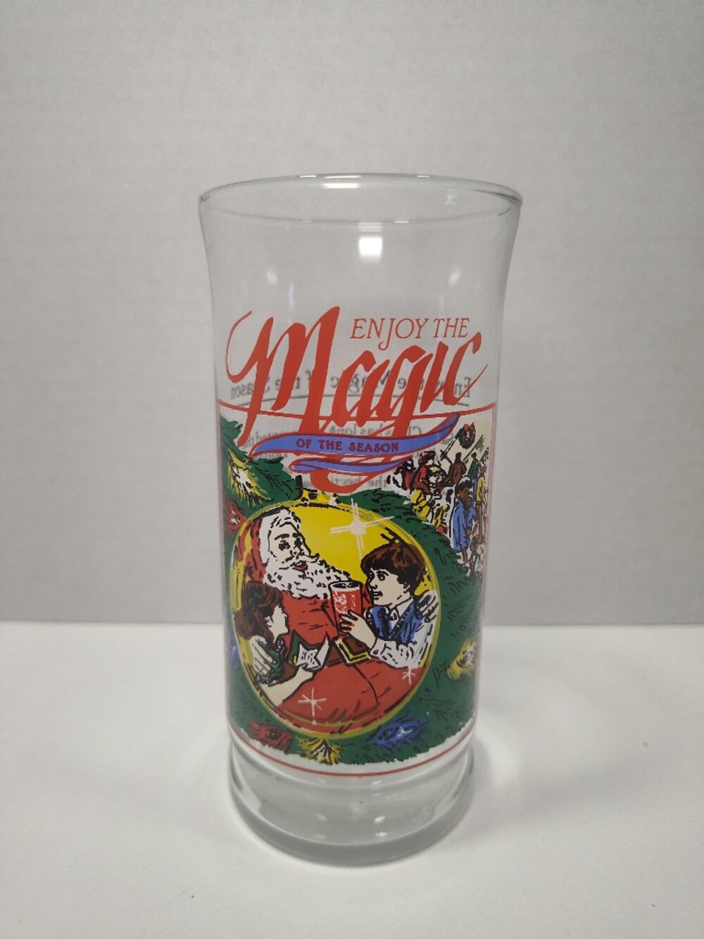 1989 Coca-Cola Enjoy The Magic Of The Season Christmas Santa Glass Tumbler
